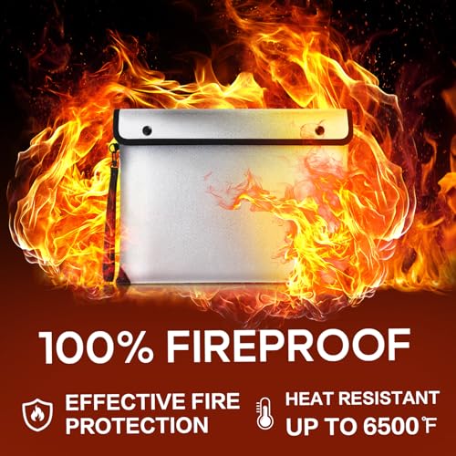 6500℉ Upgraded Fireproof Document Bag A4 Size (Silver)