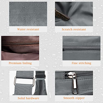 VOLGANIK ROCK RFID Anti Thief Crossbody Bag for Women Waterproof Shoulder Bag Messenger Bag Casual Nylon Purse Handbag - color: Gray
