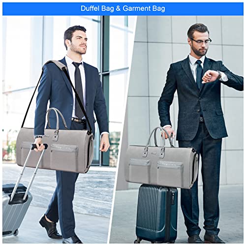 Garment Duffle Bags for Travel,Carry on Garment Bag with Shoe Compartment - color: Light Grey