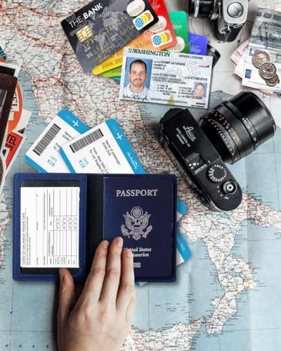 Sizobi Passport Holder for Travel Men, RFID Blocking Passport Covers Case - color: Navy blue