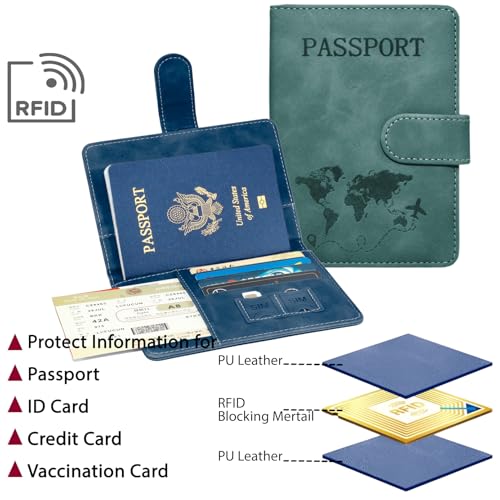 Passport Holder for Travel Essentials, 2 Pack Rfid Passport Cover for Women Men