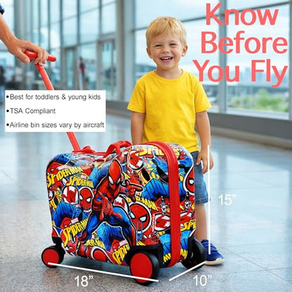 Bioworld Spider-Man All-Over Print 18" Ride-On Luggage - color: Spider-Man AOP