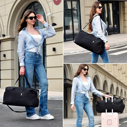 Carry On Luggage 22x14x9 Airline Approved, 40L Gym Duffle Bag for Travel - color: Black, size: 40L