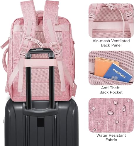 Gieury Carry On Backpack, 55L Extra Large Travel Backpack for Men & Women - color: Pink, size: 3X-Large(22"x14"x10")