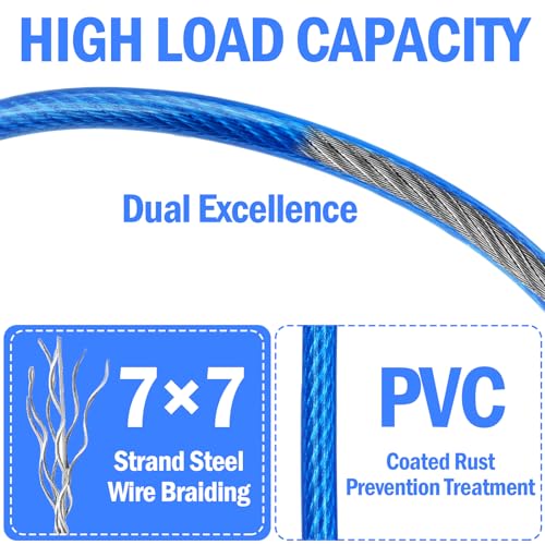 4.7mm(3/16") Steel Security Cable with Loops, Bike Lock Cable, 2Pack - color: Blue, size: 4FT-(2Pack)