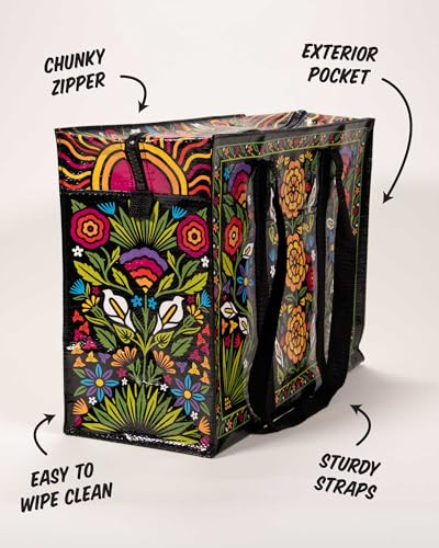 Blue Q Reusable Shoulder Tote Bag - Carry Everywhere Bag with Hefty Zipper - color: Flower Fest