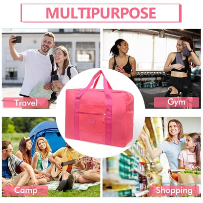 INVODA Travel Bag for Women Foldable Carry on Duffel Bag Waterproof Tote Weekender Luggage Bag (Red) - color: Red