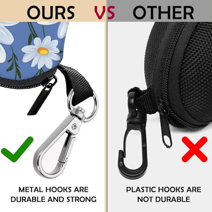 Glasses Case Eyeglass Sunglasses Zipper Soft Neoprene Ultra Light Pouch Metal Belt Clip Aesthetic Women Men - color: E4-flowers