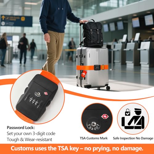 BILIONE Luggage Straps for Suitcases TSA Approved, Travel Belt with Lock - color: Black, size: 1 PACK