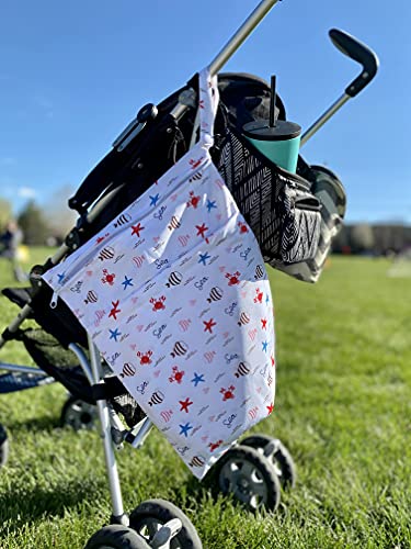 ALVA 2pcs Wet Dry Bags for Diaper Bag Waterproof Reusable with Two Pockets - color: Sea animals