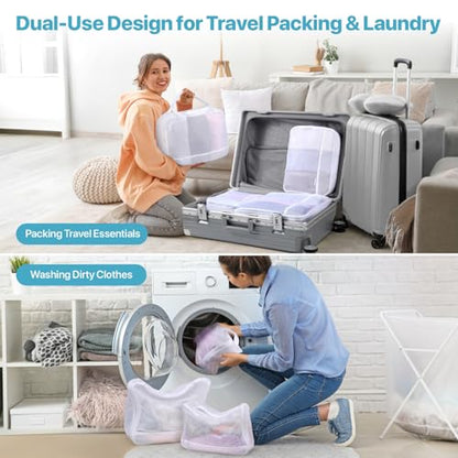 Cambond Mesh Packing Cubes for Travel Women - Lightweight Travel Bags Luggage Packing Organizer Travel Cubes for Suitcase with Handle - style: 4 Set (1L+2M+1S) - Laundry/Packing