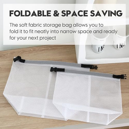 Sea Team Water Resistant Textured Mesh Travel Toiletry Bags, White, 2-Pack - color: White