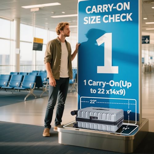 20 Inch Expandable Carry On Luggage 22x14x9 Airline Approved, Silver - size: 20IN Silver
