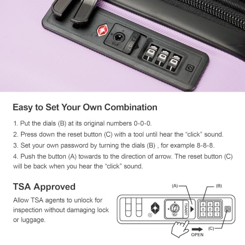 GinzaTravel 3-Piece Purple ABS Hardside Luggage Set 20"/24"/28" Suitcases
