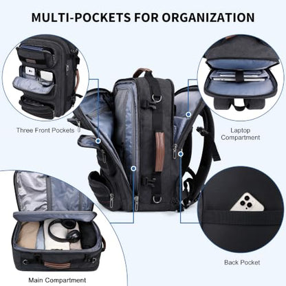 WITZMAN Travel Backpack for Men Flight Approved Fits 16" Laptop - color: Black