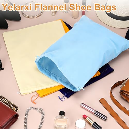 Cloth Shoe Bags for Travel Flannel Pouch with Drawstring Closure - color: Orange