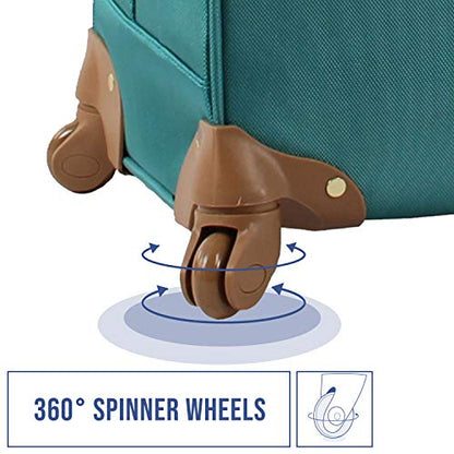 Steve Madden Designer Luggage Collection - 3 Piece Softside Expandable Lightweight Spinner Suitcase Set - Travel Set Includes 20 Inch Carry on, 24 Inch & 28-Inch Checked Suitcases, Harlo Teal Blue, - color: Harlo Teal Blue