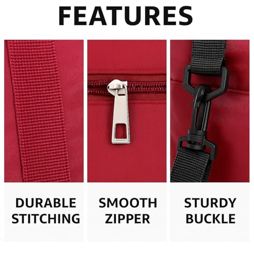 Folding Duffle Bag for Travel Large Capacity Waterproof Oxford Cloth Weekender Carry on Tote with Crossbody Strap, Lightweight Foldable Gym and Overnight Bag (Red, Large) - color: Red