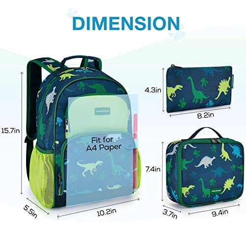 mommore Kids Backpack Set Kindergarten School Bookbag for Boys Girls 4-8 - color: A-dinosaur