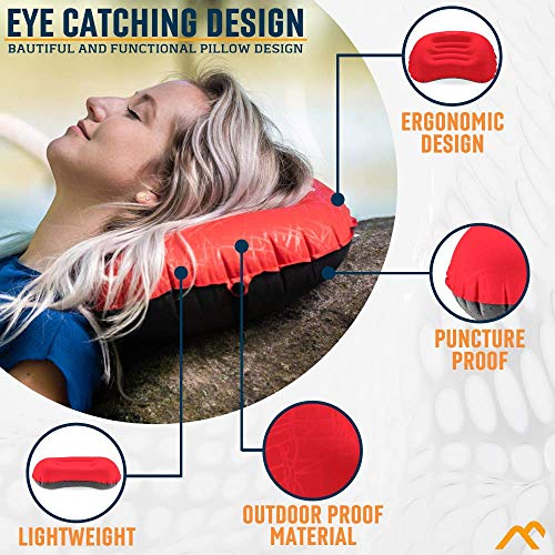 Alpcour Camping Pillow – Large, Inflatable, Ultralight Sleeping Pillow with Easy Blow Up Design, Soft Waterproof Exterior Cover and Compact Carry Case for Hiking, Backpacking, Airplane Travel & More - color: Frost Grey