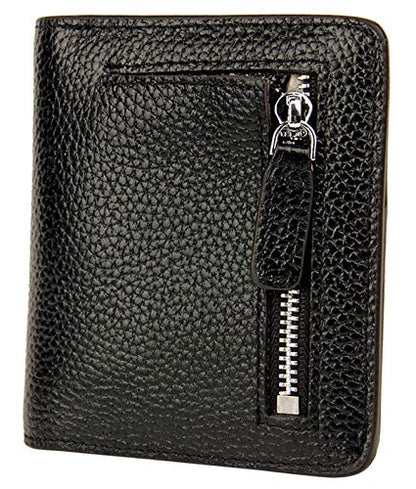 Small Leather Wallet for Women, Ladies Credit Card Holder RFID Blocking Women's Mini Bifold Pocket Purse - color: Black Rfid Blocking