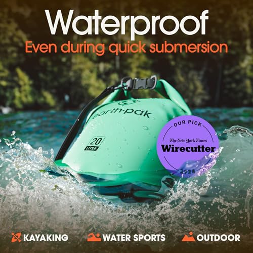 Earth Pak Waterproof Dry Bag - Roll Top Waterproof Backpack Sack Keeps Gear Dry for Kayak with Waterproof Phone Case - color: Seafoam Green, size: 20L