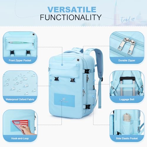 Maelstrom Travel Backpack for Men Women, 17.3" Laptop with Shoe Compartment - color: Blue, size: 17.3 inch