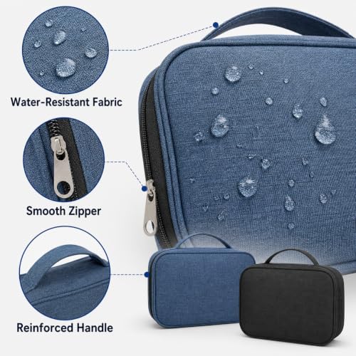 Portable Travel Toiletry Bag, Waterproof Makeup Organizer with Handle (2, Black Set) - color: Black&Navy Set