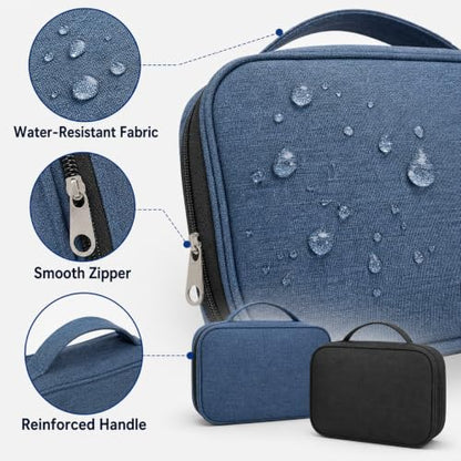 Portable Travel Toiletry Bag, Waterproof Makeup Organizer with Handle (2, Black Set) - color: Black&Navy Set