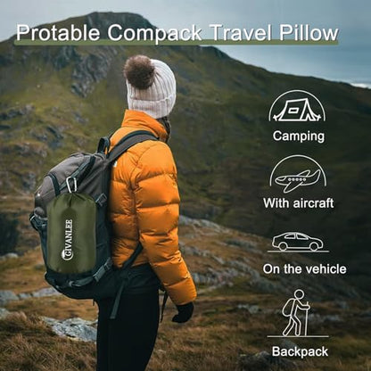 Camping Pillow for Sleeping 2 Pack,Filled in Shredded Memory Foam - size: 2 pack(16.5x11.8in)