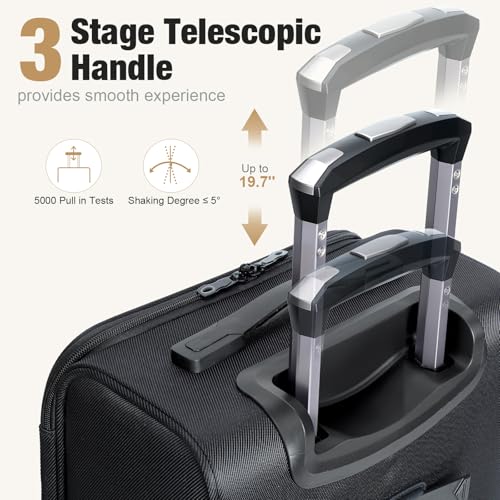 19 Inch Carry on Luggage 22x14x9 Airline Approved, Softside - color: Black, size: 19 inch_Carry on