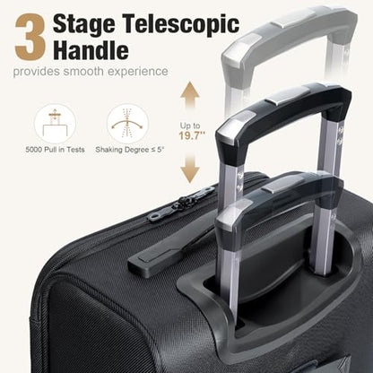 19 Inch Carry on Luggage 22x14x9 Airline Approved, Softside - color: Black, size: 19 inch_Carry on