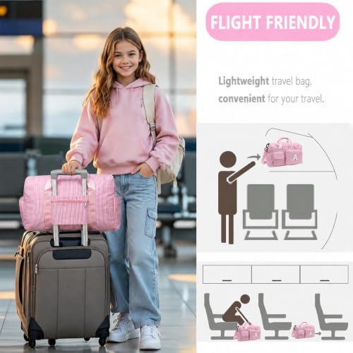 Kids Travel Duffle Bag Dance Bag Gifts for Girls - color: Pink, style: G