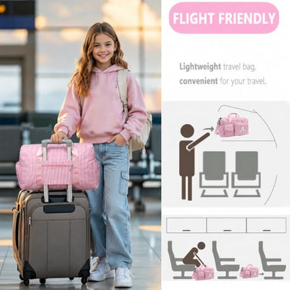 Kids Travel Duffle Bag Dance Bag Gifts for Girls - color: Pink, style: S