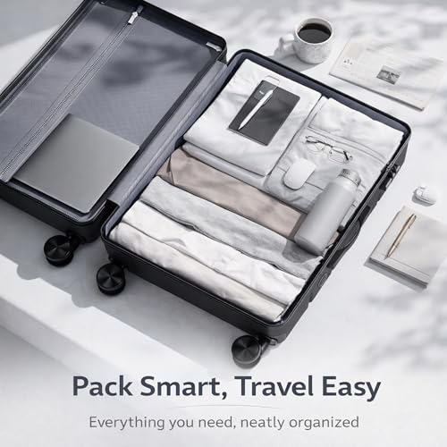 28 Inch Checked Luggage, Expandable, TSA Lock, Black - color: Black, size: 28 Inch