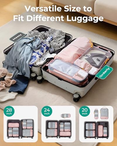 BAGSMART Compression Packing Cubes for Travel Essentials - color: Camel, size: Set of 6