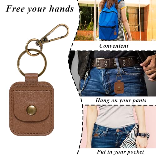 InnoHHustle Leather Ring Holder Keychain, Portable Gym Ring Holder Jewelry Holder Keychain Travel Pouch for Wedding Necklace - color: Brown