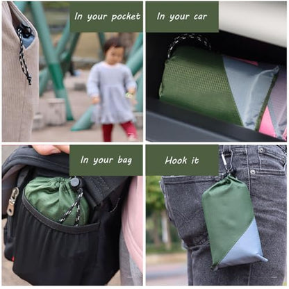 Pocket Picnic Blanket, Compact Lightweight Tarp for Camping - color: Army Green/Grey, size: 55"x39"