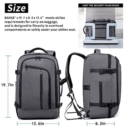 BANGE Travel Overnight Backpack,40-Liter FAA Flight Approved Weekender Bag Carry on Backpack… - color: Grey