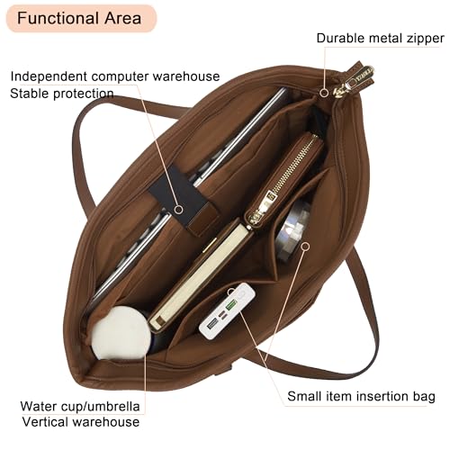 YZAOLL Large Soft Purse for Women Tote Bag Work Satchel Handbag Wallet Set - color: Darkbrown