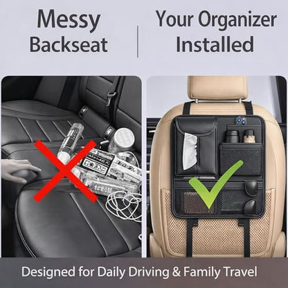 Backseat Car Organizer for Kids, Back Seat Car Organizer with 5 Pockets - color: Black