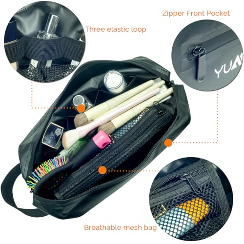 YUMQUA Mens Waterproof Toiletry Bag Dopp Kit for Travel Sport Gym Bathroom - color: Black