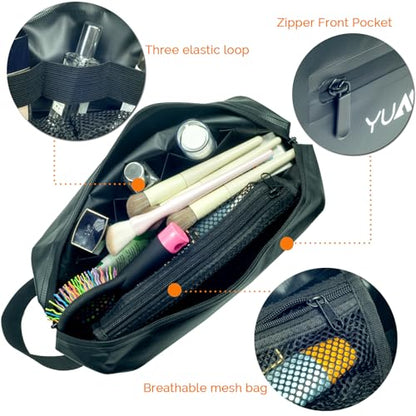 YUMQUA Mens Waterproof Toiletry Bag Dopp Kit for Travel Sport Gym Bathroom - color: Black