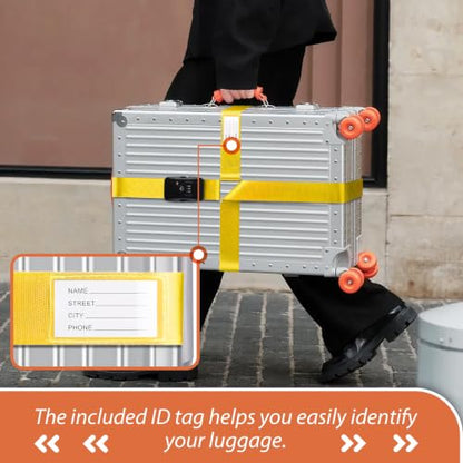 TSA Approved Luggage Straps with Combination Lock, Cross Yellow - color: Cross Yellow