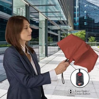 Knirps U.200 Ultra Light Duomatic Automatic Open Rain Umbrella - Compact Windproof Travel Umbrella for Adults - 97cm Diameter Retractable With Carrying Case - color: Cider Heatshield