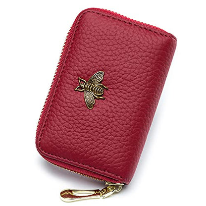 imeetu RFID Credit Card Holder, Small Card Wallet Women, Leather Card Case - color: Lite - Red, size: Lite