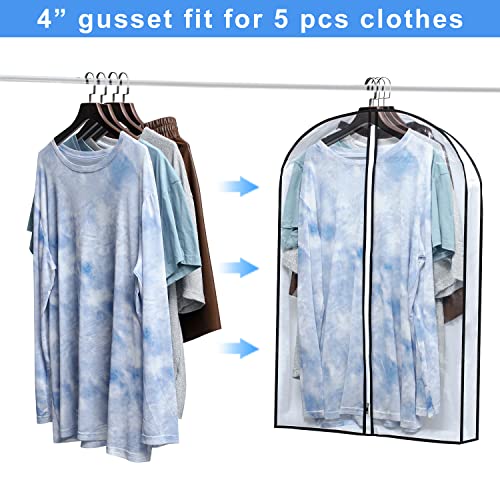 Mskitchen Hanging Clothes Storage with 4" Gusseted Garment Covers (Set of 6) - Clear Suit, Sweater, Shirt, Jacket Protectors for Closet - 24"x 32"x 4" / 6 Pack - size: 24"x32"x4"/ 6 Pack