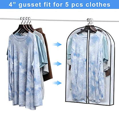 Mskitchen Hanging Clothes Storage with 4" Gusseted Garment Covers (Set of 6) - Clear Suit, Sweater, Shirt, Jacket Protectors for Closet - 24"x 32"x 4" / 6 Pack - size: 24"x32"x4"/ 6 Pack