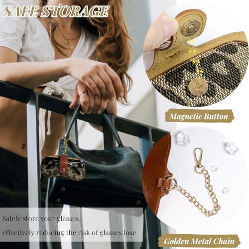 Eyewear Clutch Glasses Case with Clip Soft Leather Sunglasses Bag - color: Blk Green, size: X-Large, style: Leopard