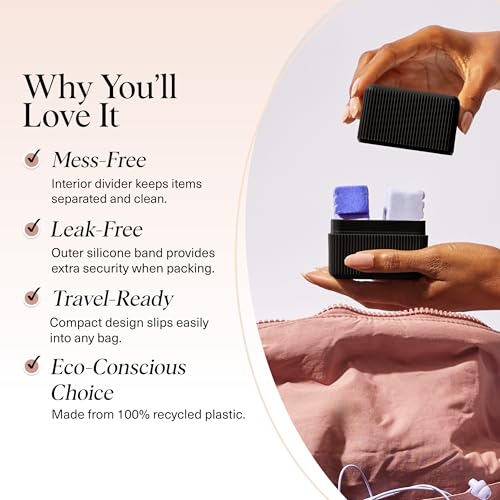 Kitsch 2-Compartment Travel Soap Case – TSA-Approved Bar Soap Holder - color: Black, size: 2 Compartment